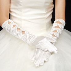 Warm Satin Volle finger Herbst Geeignete Weiß Hochzeit Handschuhe