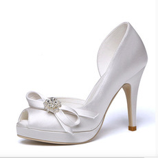 Open Toe Hochzeitsschuhe Satin wasserdichte Plattform Super High Heel Hochzeit Hochzeit High Heels