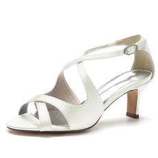 Open Toe Fischmund High Heels Hochzeit Brautschuhe Satin Abschlussball Sandalen