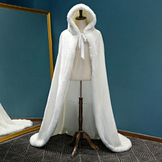 Winter Kapuze langen Mantel warmen Plüsch Schal weißen dicken Mantel
