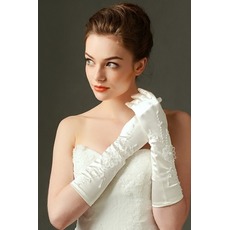 Geeignete Lange Satin Elfenbein Winter Volle finger Hochzeit Handschuhe
