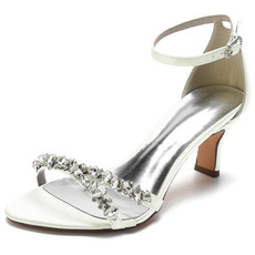 Satin Hochzeit Damenschuhe Plattform High Heel offene Zehen Sandalen