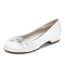 Flache Plissee Satin Damenschuhe Bankett Jahrestagung Hochzeitsschuhe