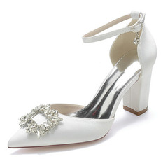 Stiletto Sandalen wasserdicht Strass Satin Braut Hochzeit Party Mode Schuhe