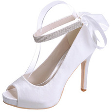 Satin Stiletto Hochzeit Schuhe Fisch Mund Schuhe Bankett jährliche Party Mode Schuhe