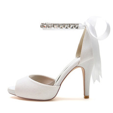 Satin Stiletto Hochzeit Schuhe Fisch Mund Schuhe Bankett jährliche Party Mode Schuhe