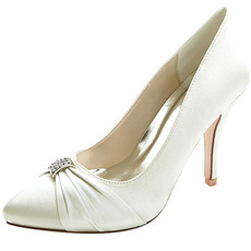 Weibliche spitze Hochzeitsschuhe Mode High Heel Strass Satin Schuhe