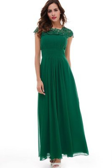 Gekappte Ärmel Herbst Elegant Kurze Ärmel Reißverschluss Abendkleid