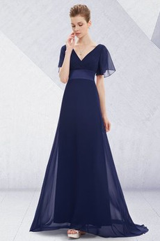 Lockere Ärmel Kurze Ärmel Gerüscht Reißverschluss Chiffon Abendkleid