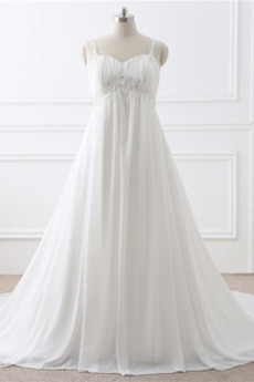 Empire Empire Taille Rücken Schnürung Schlicht Chiffon Brautkleid