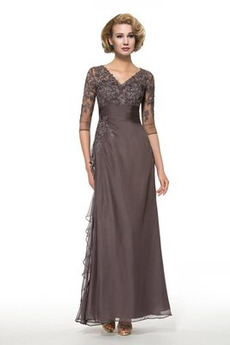 Elegant 3/4 Länge Ärmel A-Linie Spitze Reißverschluss Brautmutterkleid