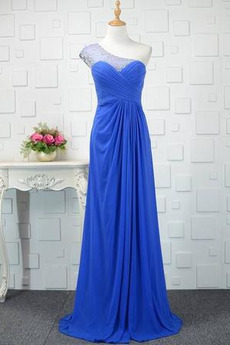 Natürliche Taille Falte Mieder Pick-Ups Elegant Chiffon Sweep Zug Abendkleid