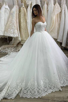 Brautkleid Rückenfrei Umgedrehtes Dreieck Natürliche Taille Sweep Zug