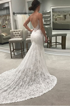 Brautkleid Natürliche Taille Ärmellos Spitze Lange Elegant V-Ausschnitt