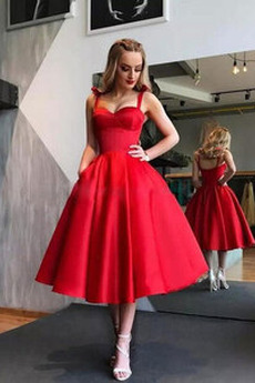 Abendkleid A-Linie Frühling Wadenlang Quadrat Natürliche Taille