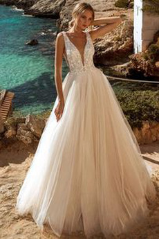 Brautkleid Sommer Lange Drapierung Jahr 2023 V-Ausschnitt Elegant