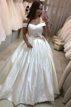 Brautkleid Reißverschluss Ärmellos Sommer Satin Umgedrehtes Dreieck