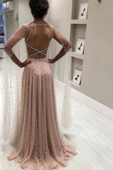 Abendkleid Jahr 2019 Ärmellos Elegant Juwel Tüll Mittelgröße