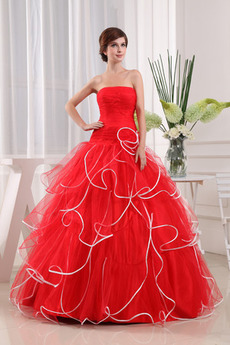 Organza Ärmellos Bodenlang Trägerlos Elegant Rückenfrei Ballkleid