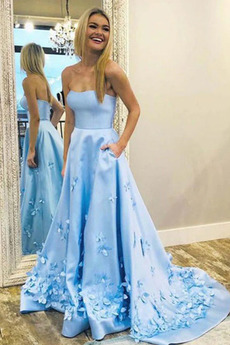 Ballkleid Ärmellos Applike Birneförmig Natürliche Taille Elegant