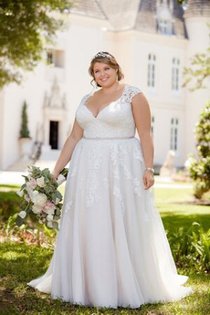 Brautkleid Frühling Elegant Rechteck Natürliche Taille V-Ausschnitt