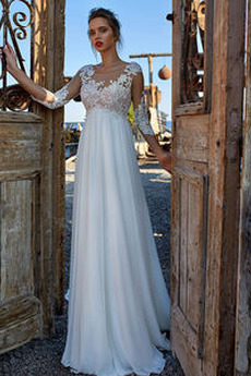 Brautkleid Empire Empire Taille Lange Schaufel Frühling Elegant