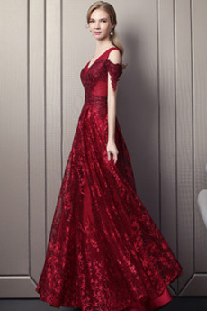 Natürliche Taille Pailletten Luxus A-Linie Mittelgröße Kurze Ärmel Abendkleid