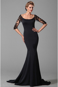 Natürliche Taille Birneförmig Sexy Lange Durchsichtige Ärmel Spitze Abendkleid