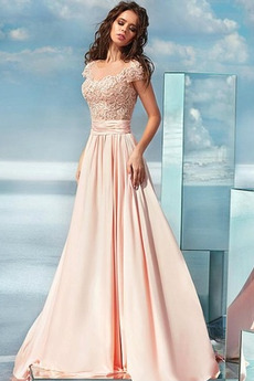 Kurze Ärmel Spitzen-Overlay Bateau Mittelgröße Sommer Ballkleid