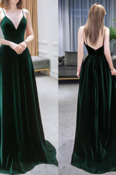 Abendkleid A-Linie Birneförmig Ärmellos Tiefer V-Ausschnitt Elegant