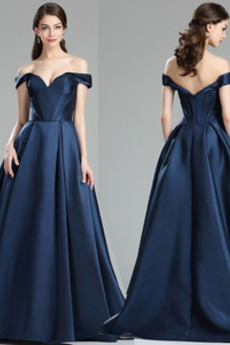 Mittelgröße Gerüscht Satin Natürliche Taille Formell Ballkleid