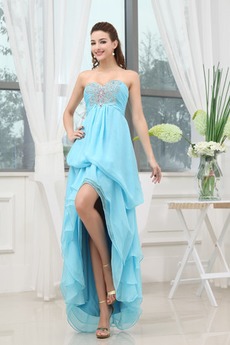 Plissiert Asymmetrisch Herz-Ausschnitt Reißverschluss Ballkleid