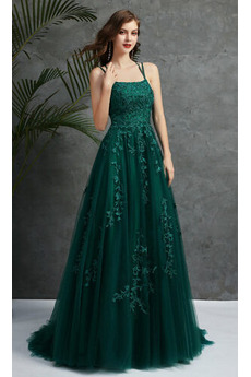 Abendkleid A-Linie Natürliche Taille Spitze Elegant Winter Spaghettiträger