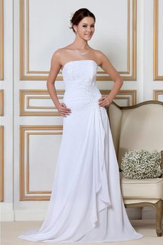 Natürliche Taille Ärmellos A-Linie Elegant Sweep Zug Brautkleid