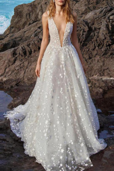 Brautkleid Tüll Elegant A-Linie Natürliche Taille Spitze Outdoor