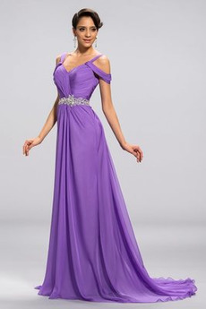 Gekappte Ärmel A-Linie Lange Natürliche Taille Kurze Ärmel Sexy Abendkleid