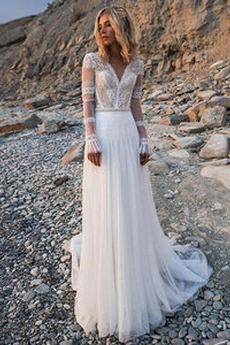 Brautkleid Spitze A-Linie Mittelgröße Strand Lange Sommer