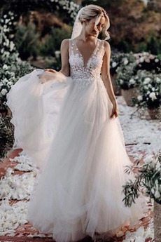 Brautkleid Bodenlang im Freien Natürliche Taille Ärmellos Elegant