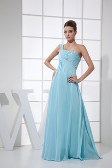 Asymmetrische Ärmel Bodenlang Reißverschluss Elegant Empire Taille Ballkleid