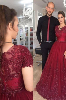 Ballkleid Jahr 2019 Tüll Juwel Elegant Reißverschluss Spitzen-Overlay