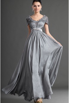 Reißverschluss Kurze Ärmel Birneförmig Chiffon Elegant Abendkleid