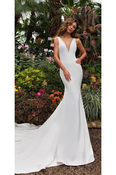 Drapierung Satin Natürliche Taille Rückenfrei Sexy Brautkleid