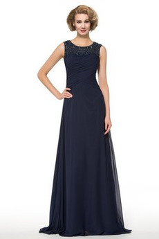 Luxus Pick-Ups Natürliche Taille Lange A-Linie Chiffon Brautmutterkleid