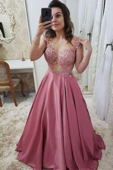Abendkleid Rückenfrei Perlengürtel Bodenlang Schaufel Formell