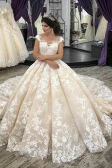 Brautkleid Formell Spitzen-Overlay Schaufel Tüll Natürliche Taille