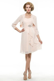 Breiten Tragegurten Natürliche Taille A-Linie Chiffon Brautmutterkleid