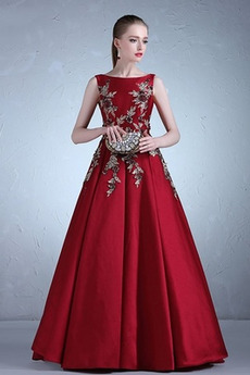 Abendkleid Herbst Jahr 2019 Satin Applike Umgedrehtes Dreieck