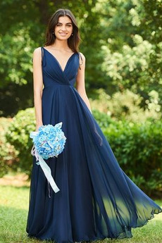 V-Ausschnitt Natürliche Taille Elegant Tiefer V-Ausschnitt Brautjungfernkleid