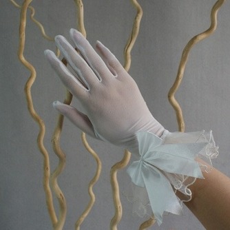 Elfenbein Kurze Transluzent Halle Bördeln Volle finger Hochzeit Handschuhe - Seite 2