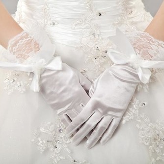 Dicke Volle finger Schmetterlingsknoten Taft Vintage Hochzeit Handschuhe - Seite 1